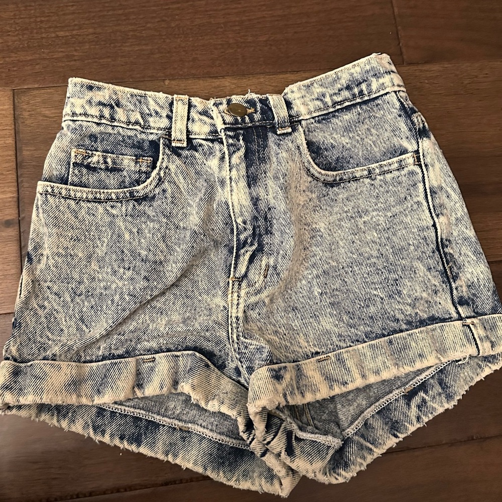 Authentic Original American Apparel High Rise Shorts in Acid Wash